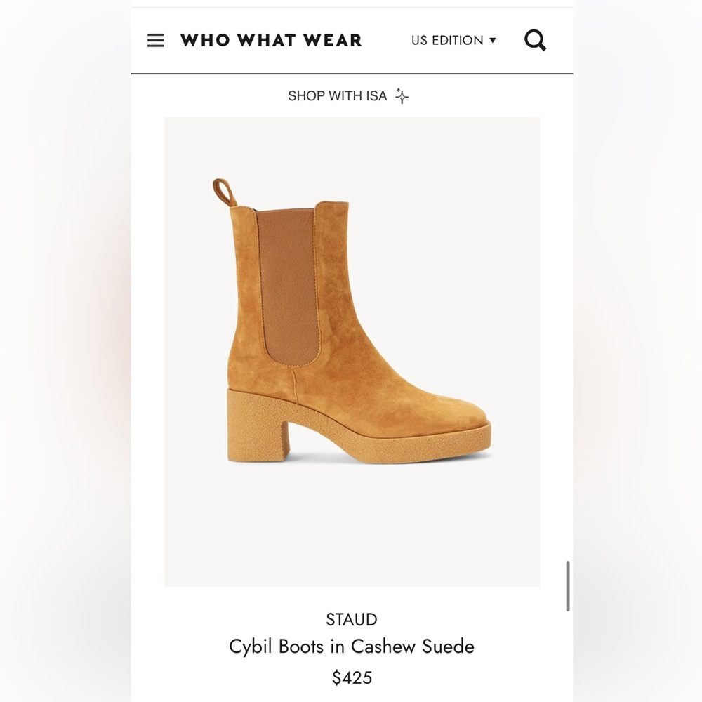 Staud Cashew Suede Cybil Chelsea Boots